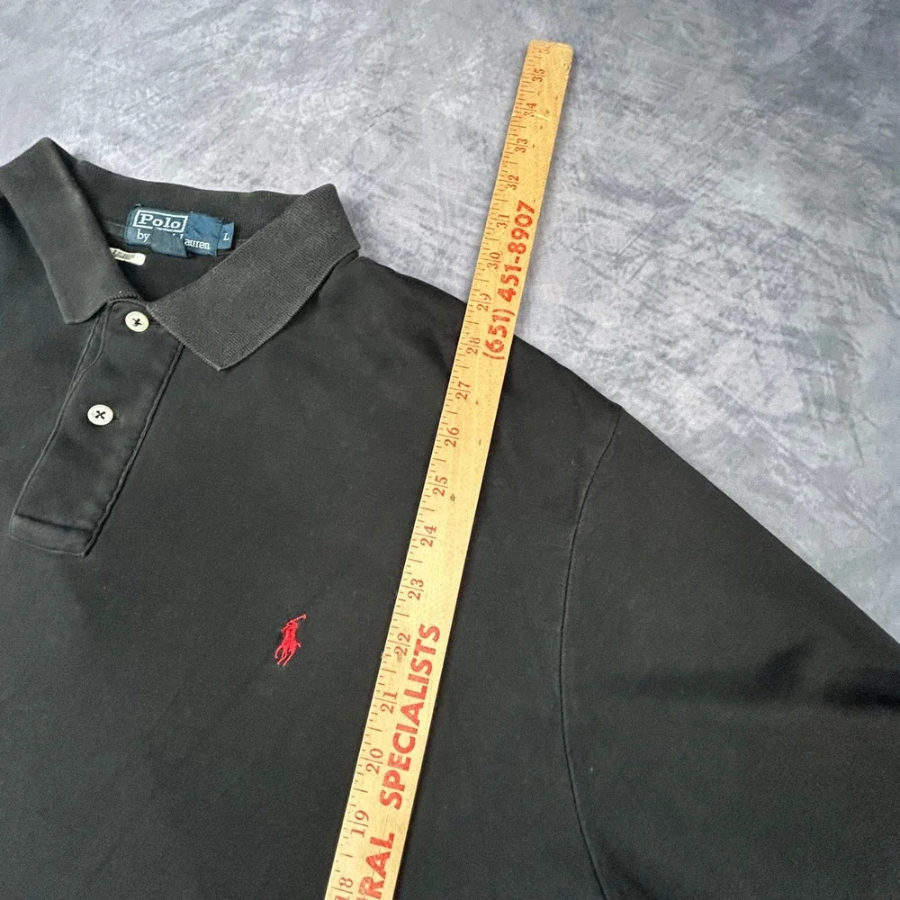 Vintage Polo Ralph Lauren Black Polo Shirt Mens Large Red Pony Logo 90s Y2K L